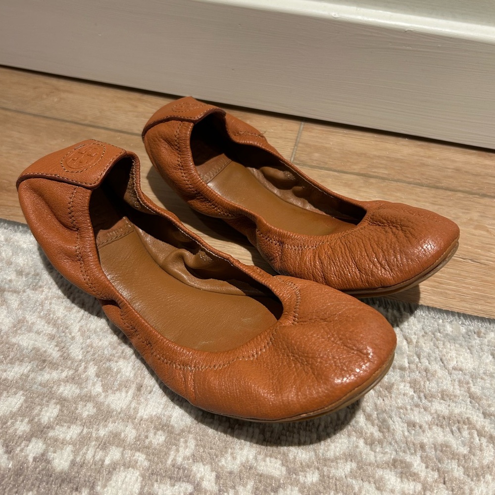 Tory Burch Brown Leather Ballet Flats